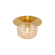 Hunt Round 1 Light Flush/Wall Light With 160mm Glass, Brass/Amber