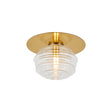 Hunt Round 1 Light Flush/Wall Light With 160mm Glass, Brass/Clear