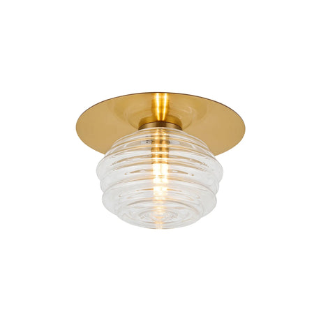 Hunt Round 1 Light Flush/Wall Light With 160mm Glass, Brass/Clear