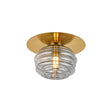 Hunt Round 1 Light Flush/Wall Light With 160mm Glass, Brass/Smoke