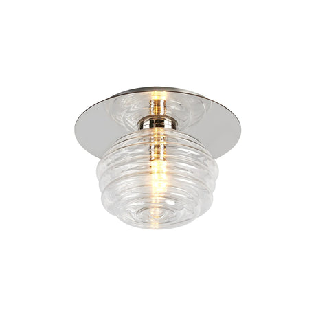 Hunt Round 1 Light Flush/Wall Light With 160mm Glass, Polished Nickel/Clear