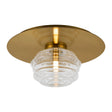 Hunt Round 1 Light Flush/Wall Light With 180mm Glass, Brass/Clear