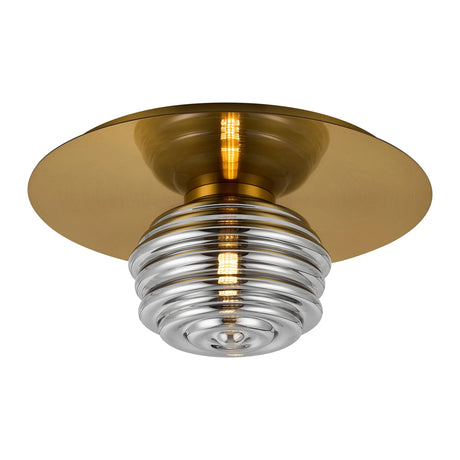Hunt Round 1 Light Flush/Wall Light With 180mm Glass, Brass/Smoke