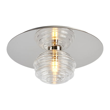 Hunt Round 1 Light Flush/Wall Light With 180mm Glass, Polished Nickel/Clear