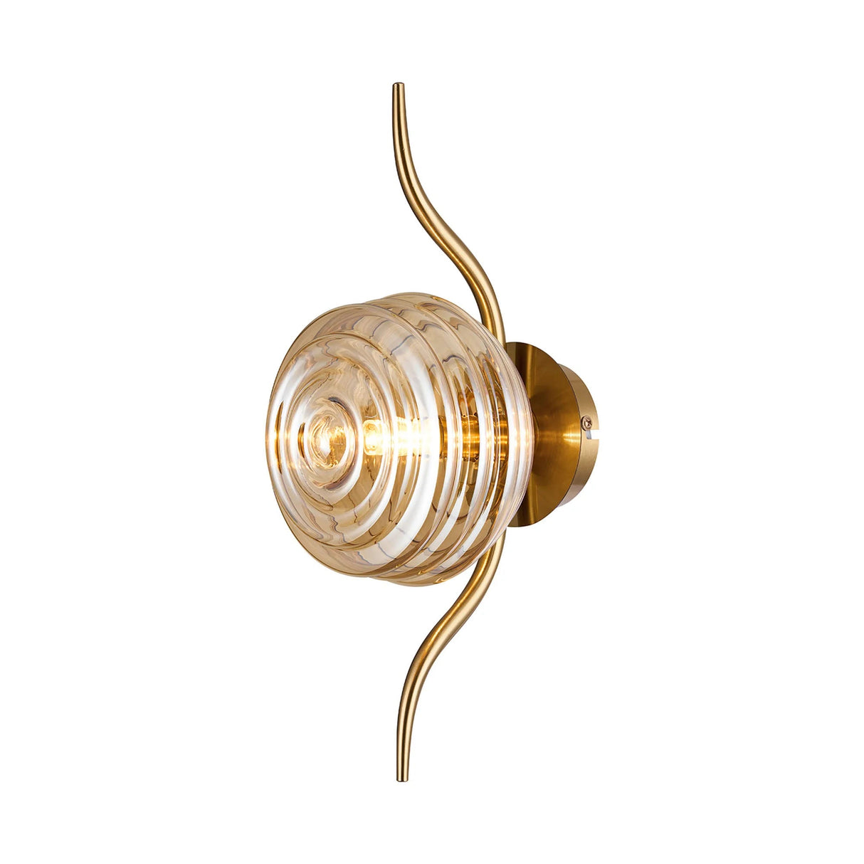 Hunt 1 Light Wall/Flush Light With 160mm Glass, Brass/Amber