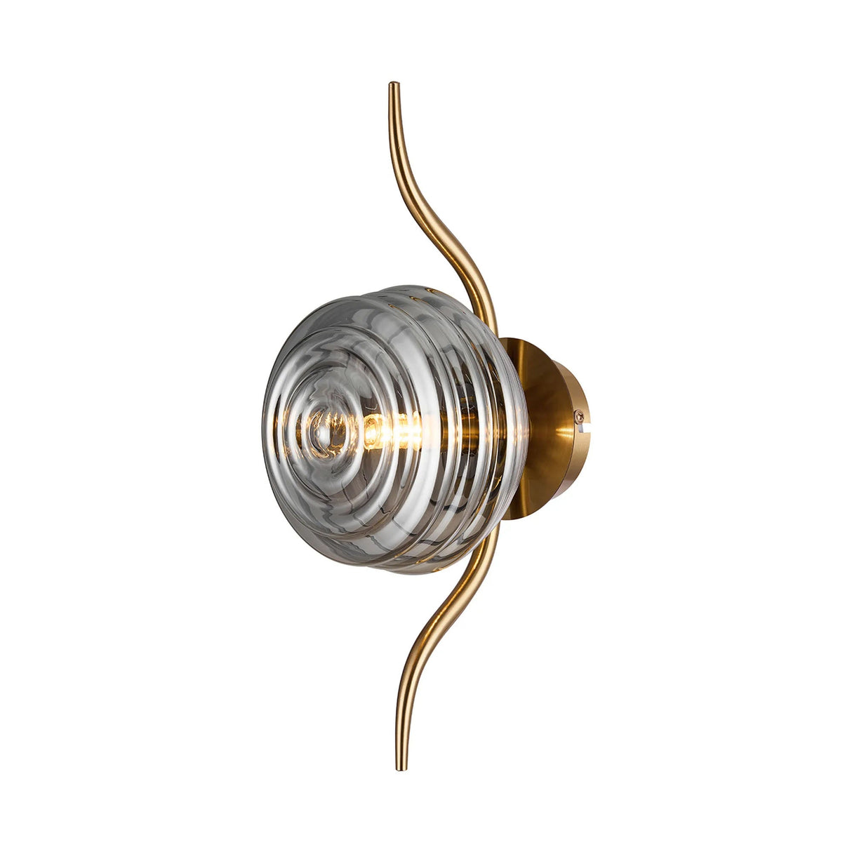 Hunt 1 Light Wall/Flush Light With 160mm Glass, Brass/Smoke