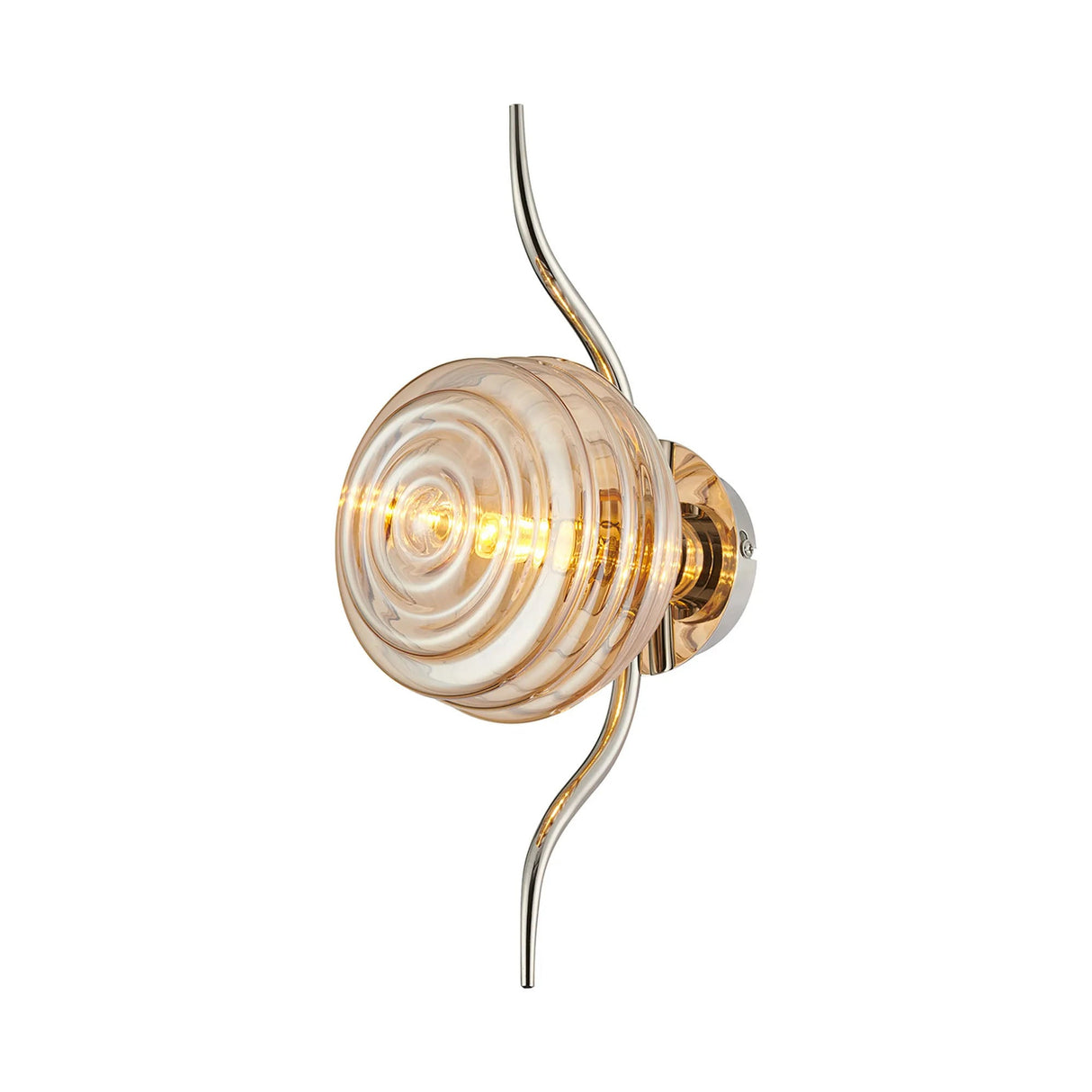 Hunt 1 Light Wall/Flush Light With 160mm Glass, Polished Nickel/Amber