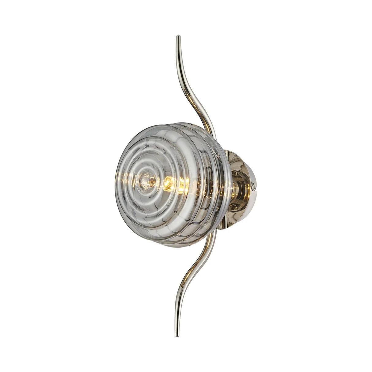Hunt 1 Light Wall/Flush Light With 160mm Glass, Polished Nickel/Smoke