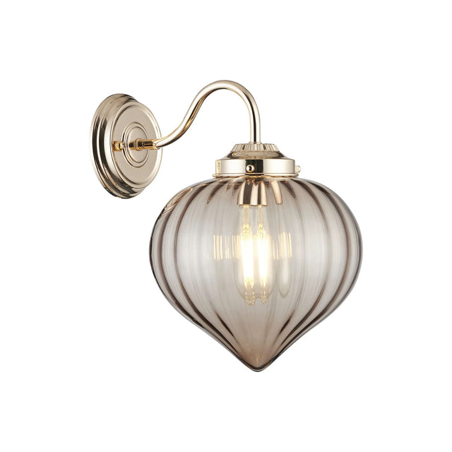 Hyme Wall Light With Flower Bud Shade 1 x E27, French Gold/Cognac