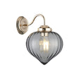 Hyme Wall Light With Flower Bud Shade 1 x E27, French Gold/Smoke