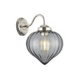 Hyme Wall Light With Flower Bud Shade 1 x E27, Polished Nickel/Smoke