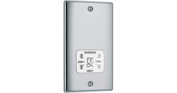 BG NPC20W-01 Nexus Metal Polished Chrome, Shaver Socket, Dual Voltage 115/240V, White Insert