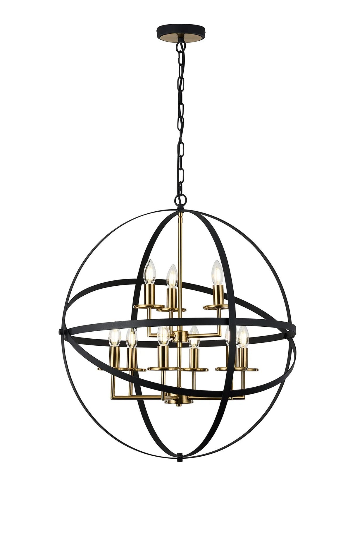 Irwin Adjustable Rings Pendant, 6+3 x E14, Black/Gold