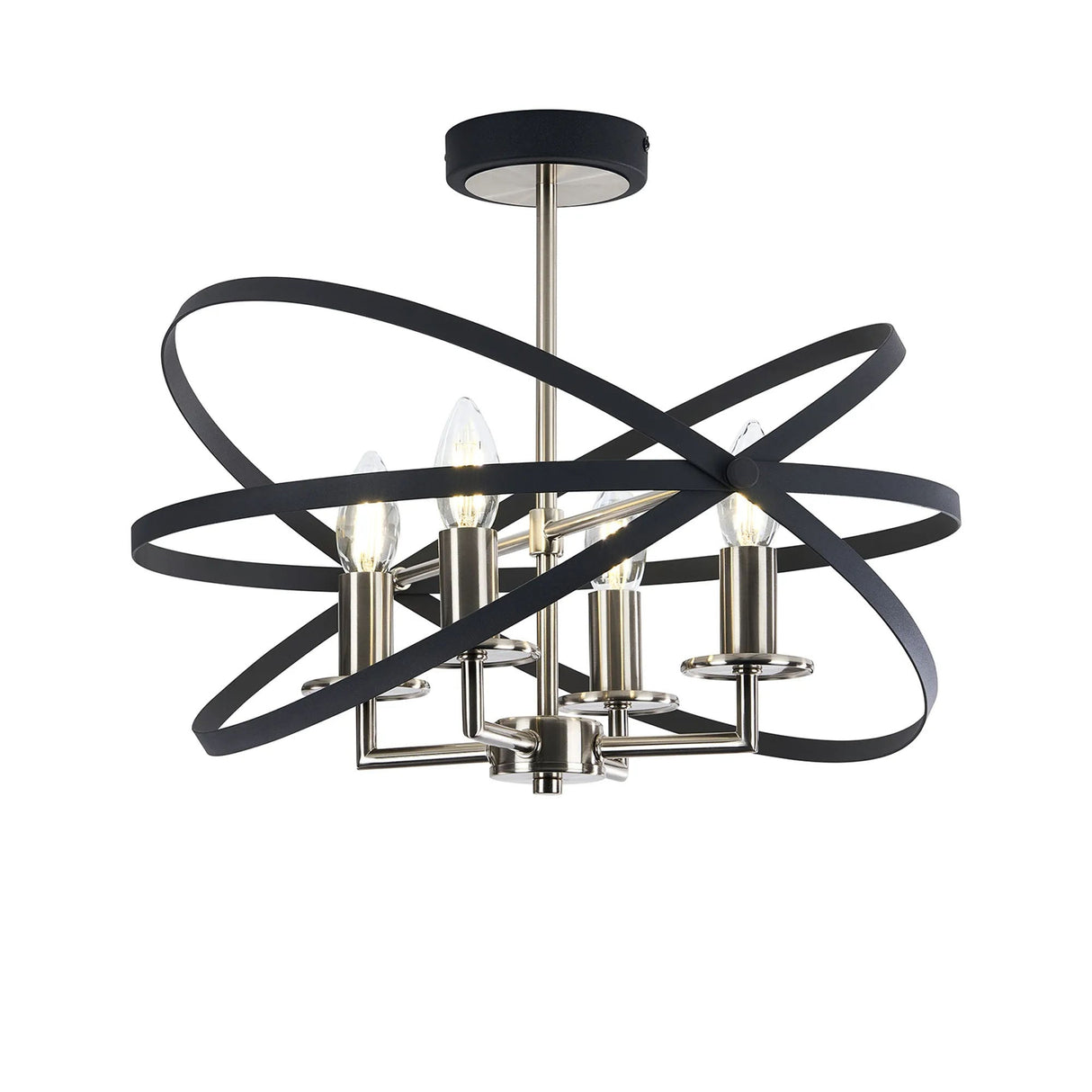 Irwin Adjustable Rings Semi Flush, 4 x E14, Anthracite/Satin Nickel