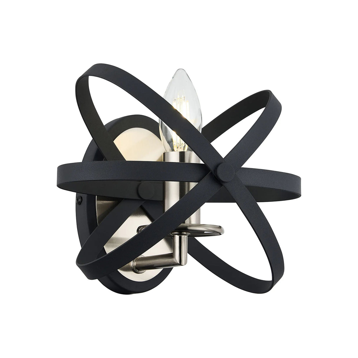 Irwin Adjustable Rings Wall Light, 1 x E14, Anthracite/Satin Nickel