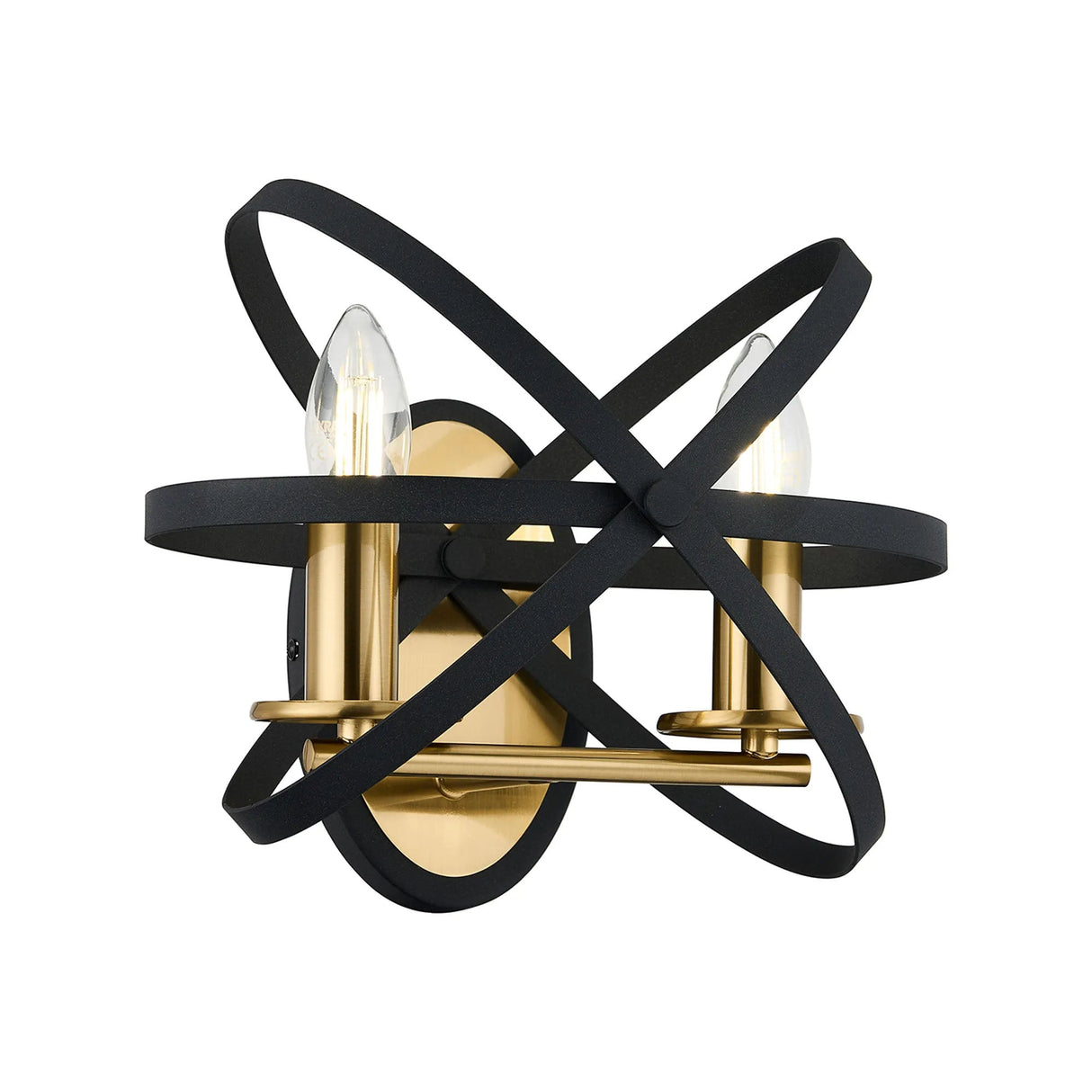 Irwin Adjustable Rings Wall Light, 2 x E14, Black/Gold