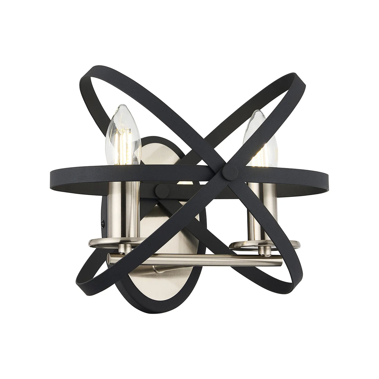 Irwin Adjustable Rings Wall Light, 2 x E14, Anthracite/Satin Nickel