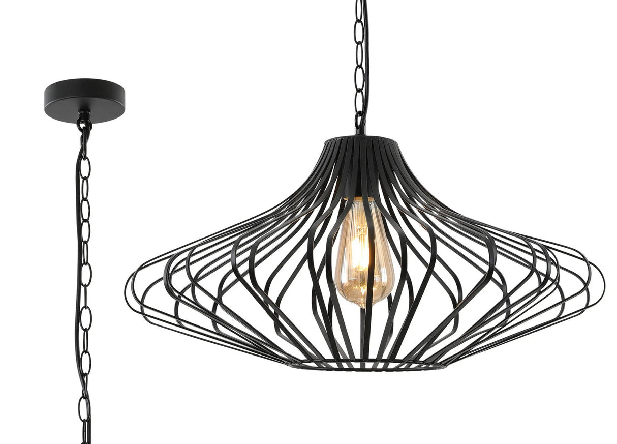 Kay Pendant, 1 x E27, Matt Black