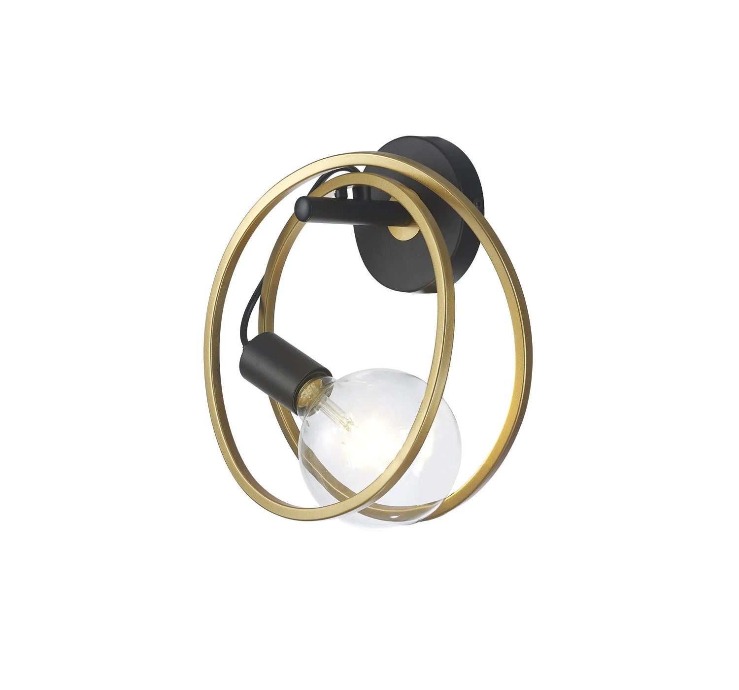 Kay Double Ring Wall Lamp, 1 x E27, Matt Black/Painted Gold, G95/120 Lamp Recommended