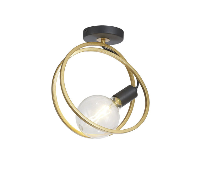 Kay Double Ring Ceiling Flush, 1 x E27, Matt Black/Painted Gold, G95/120 Lamp Recommended