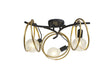 Kay Double Ring Ceiling Flush, 3 x E27, Matt Black/Painted Gold, G95/120 Lamp Recommended