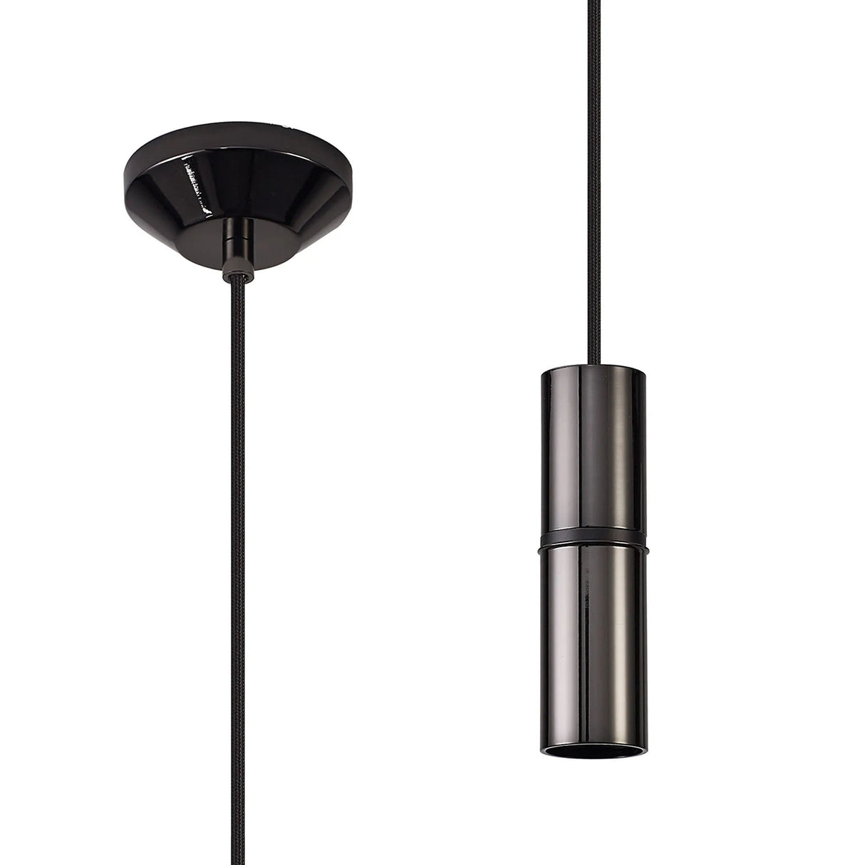 Kevan 1.5m 1 Light Pendant, 1 x E27, Black Chrome