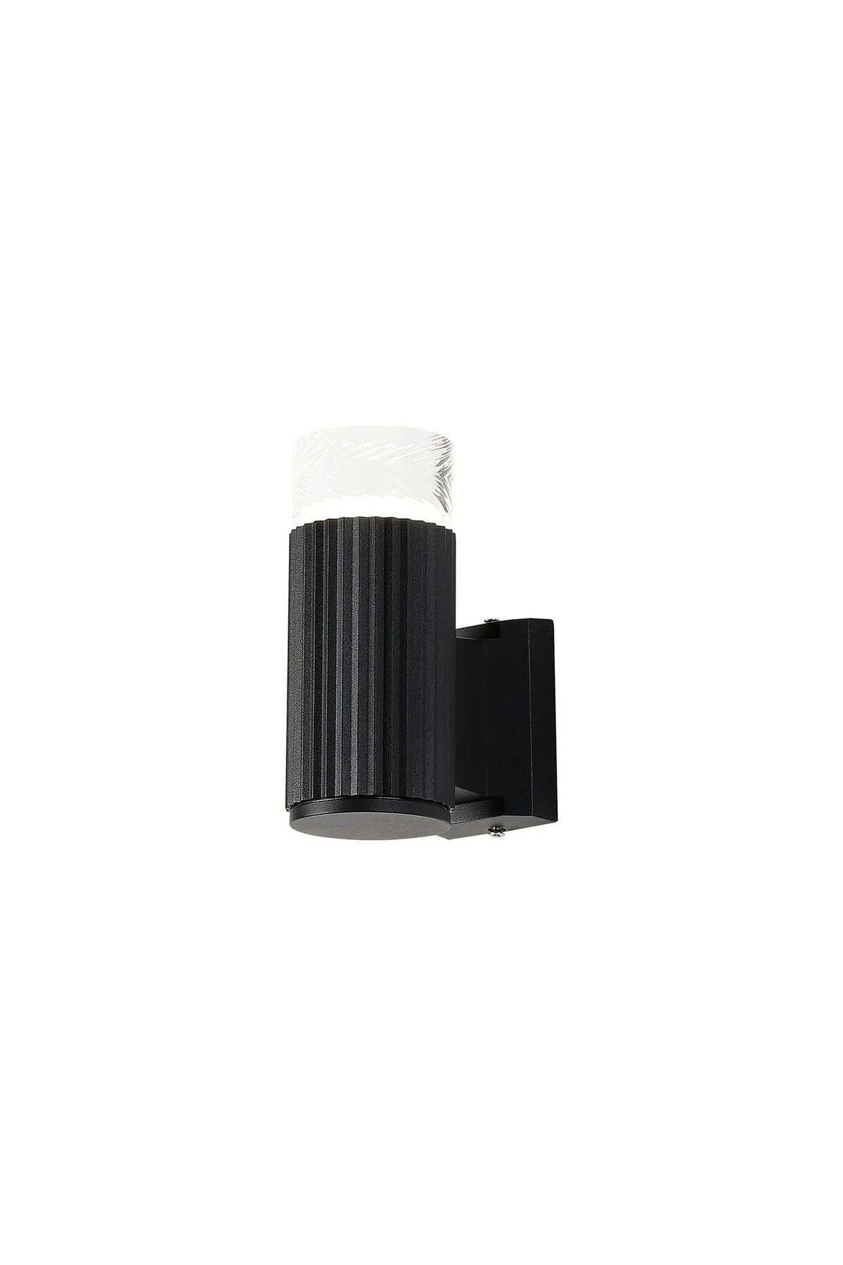 Khazri Ribbed Line Wall Lamp With Short Diagonal Pattern Acrylic Shade, 1 x GU10, IP54, Black/Clear/Frosted