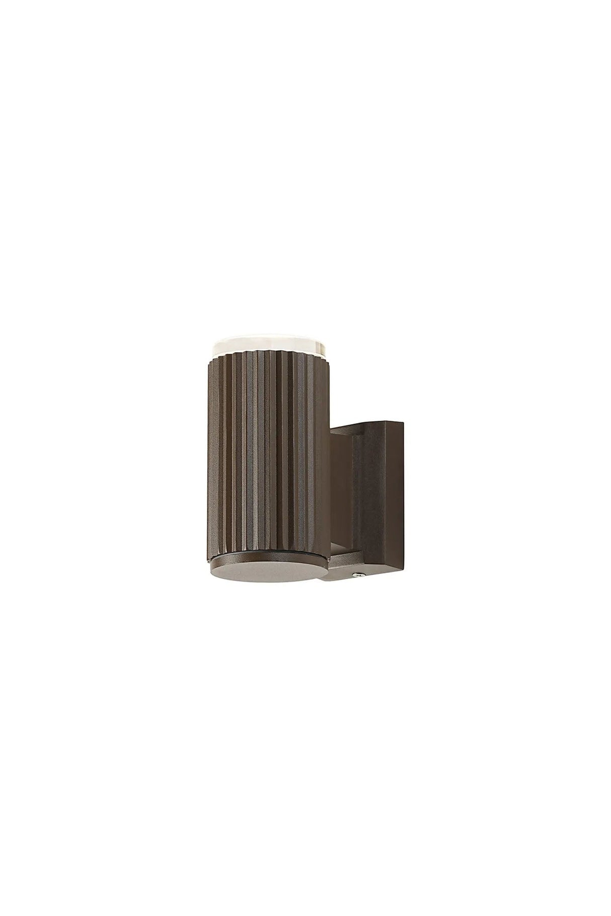 Khazri Ribbed Line Wall Lamp With Shallow Acrylic Shade, 1 x GU10, IP54, Dark Brown/Clear/Frosted