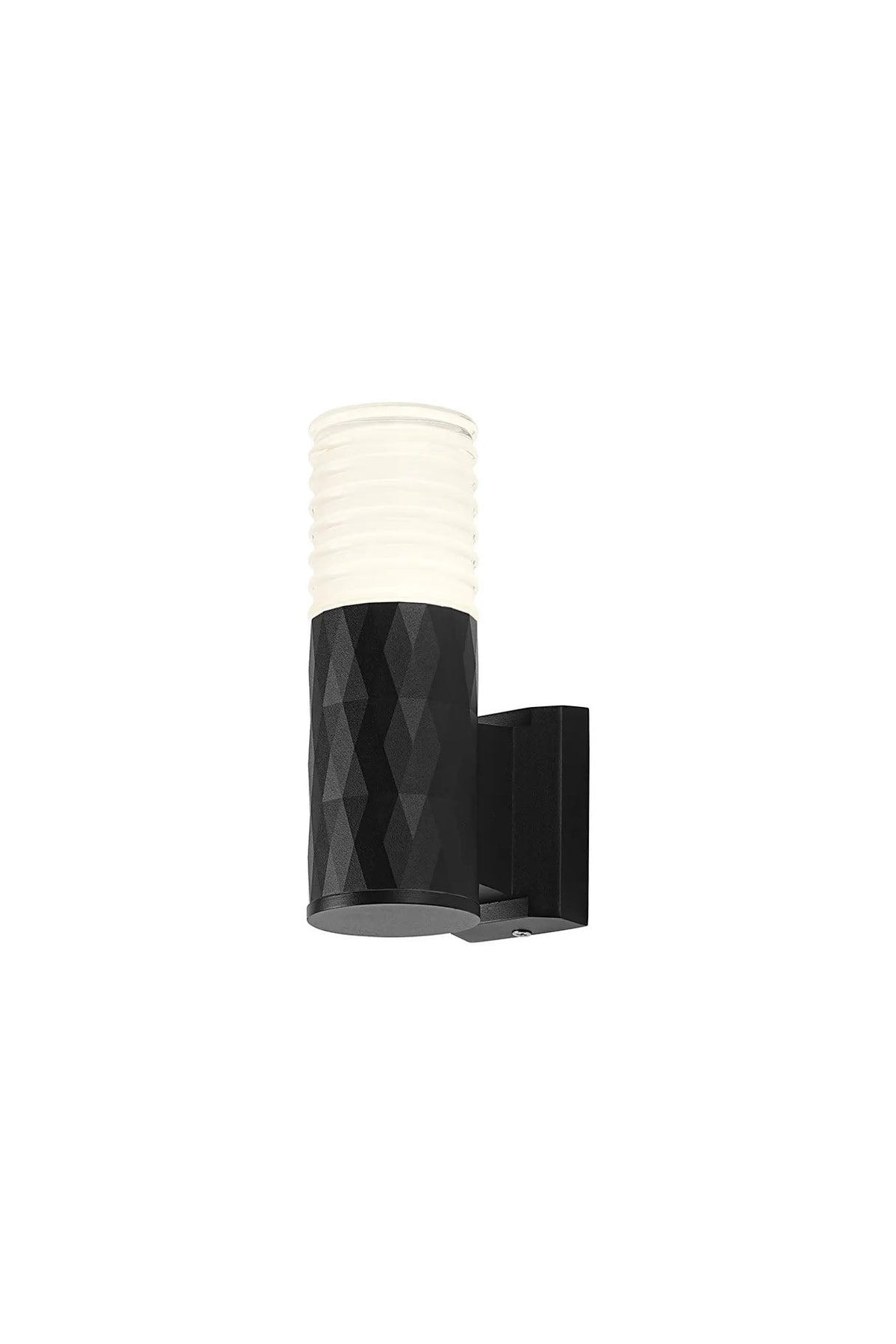 Khazri Diamond Pattern Wall Lamp With Horizontal Line Acrylic Shade, 1 x GU10, IP54, Black/Clear/Frosted