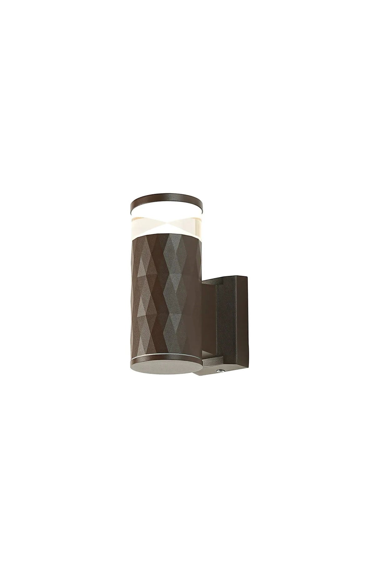 Khazri Diamond Pattern Wall Lamp With X Pattern Acrylic Shade, 1 x GU10, IP54, Dark Brown/Clear/Frosted