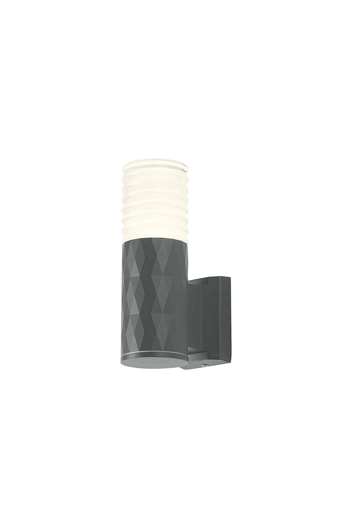 Khazri Diamond Pattern Wall Lamp With Horizontal Line Acrylic Shade, 1 x GU10, IP54, Grey/Clear/Frosted