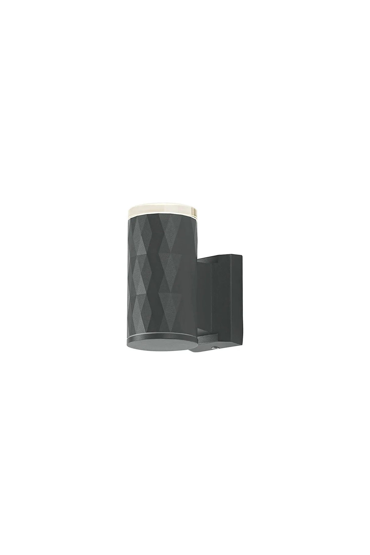 Khazri Diamond Pattern Wall Lamp With Shallow Acrylic Shade, 1 x GU10, IP54, Grey/Clear/Frosted