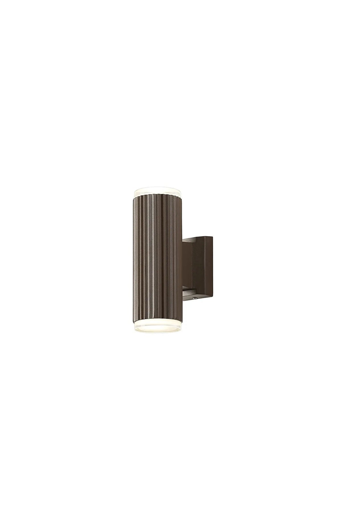 Khazri Ribbed Line Wall Lamp With Shallow Acrylic Shade, 2 x GU10, IP54, Dark Brown/Clear/Frosted