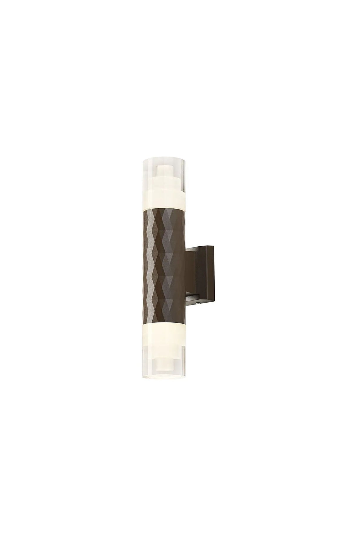 Khazri Diamond Pattern Wall Lamp With Tier Pattern Acrylic Shade, 2 x GU10, IP54, Dark Brown/Clear