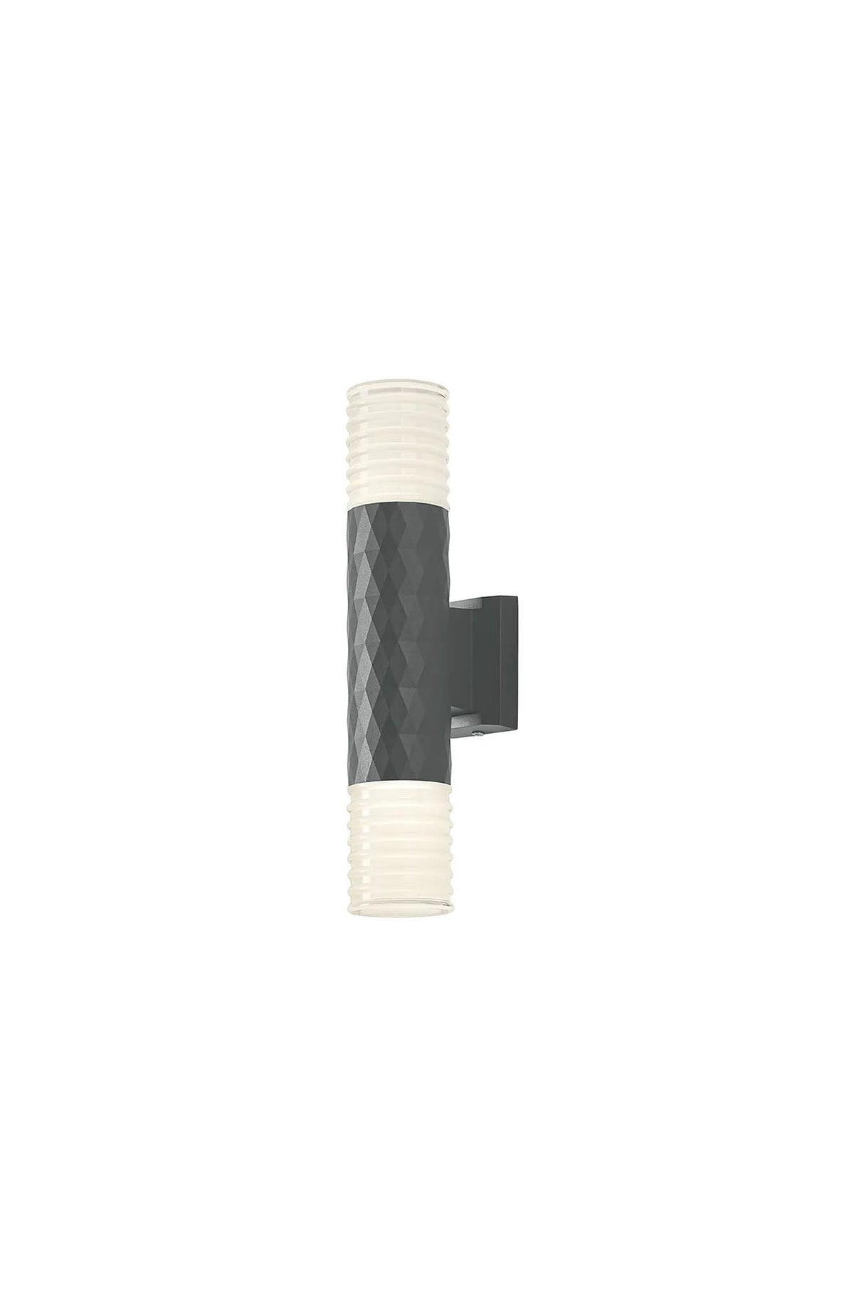 Khazri Diamond Pattern Wall Lamp With Horizontal Line Acrylic Shade, 2 x GU10, IP54, Grey/Clear/Frosted