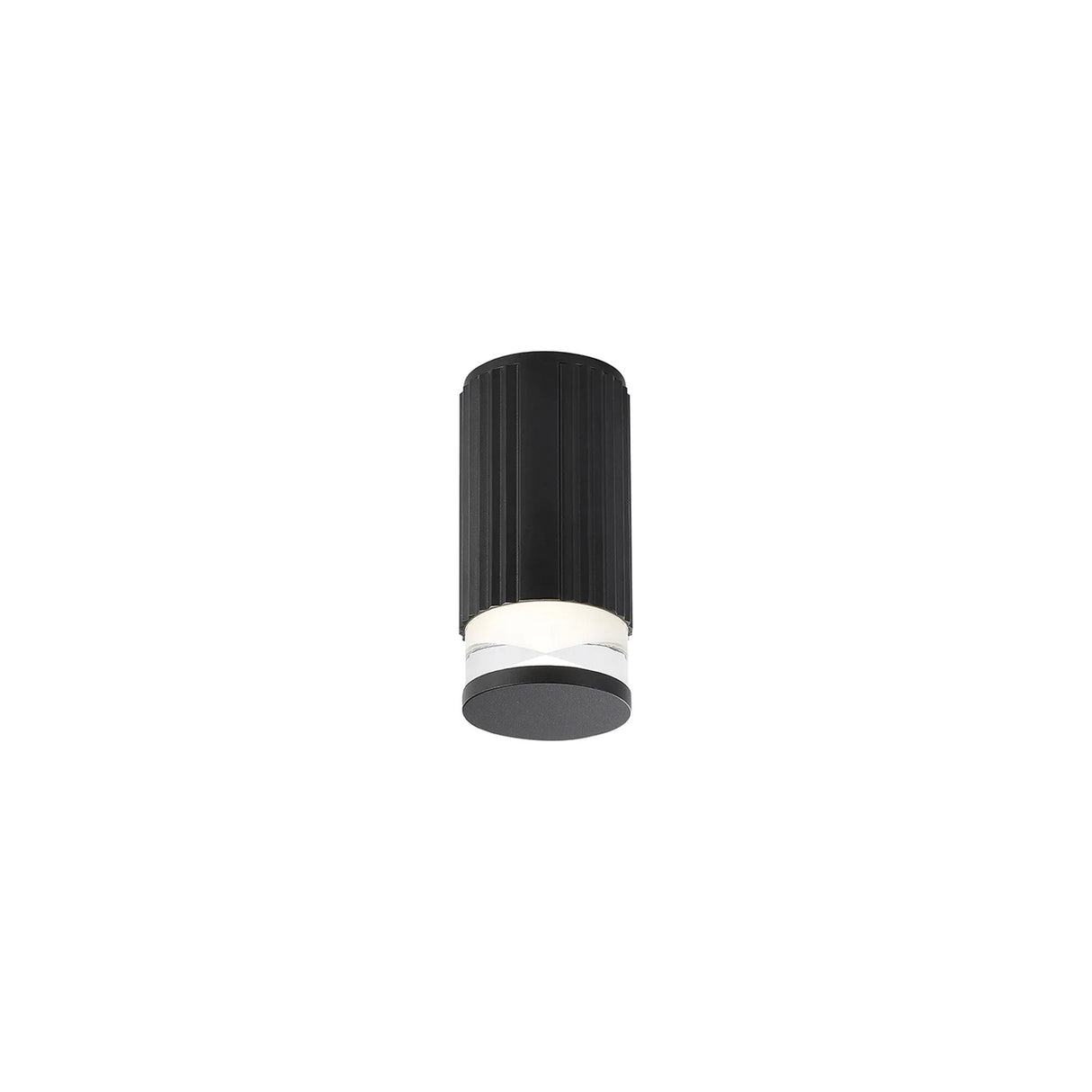 Khazri Ribbed Line Ceiling With X Pattern Acrylic Shade, 1 x GU10, IP54, Black/Clear/Frosted