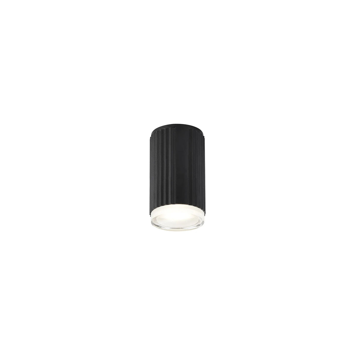 Khazri Ribbed Line Ceiling With Shallow Acrylic Shade, 1 x GU10, IP54, Black/Clear/Frosted