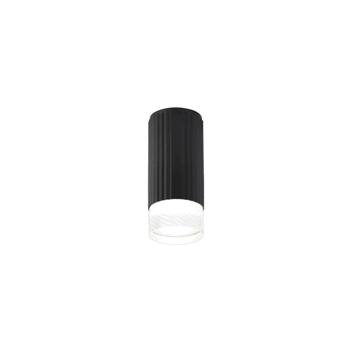 Khazri Ribbed Line Ceiling With Short Diagonal Pattern Acrylic Shade, 1 x GU10, IP54, Black/Clear/Frosted