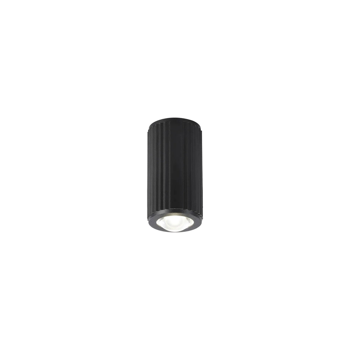 Khazri Ribbed Line Ceiling With Dome Acrylic Shade, 1 x GU10, IP54, Black/Clear/Frosted