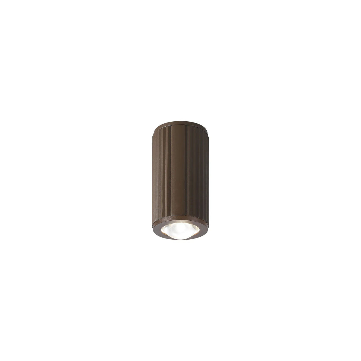 Khazri Ribbed Line Ceiling With Dome Acrylic Shade, 1 x GU10, IP54, Dark Brown/Clear/Frosted