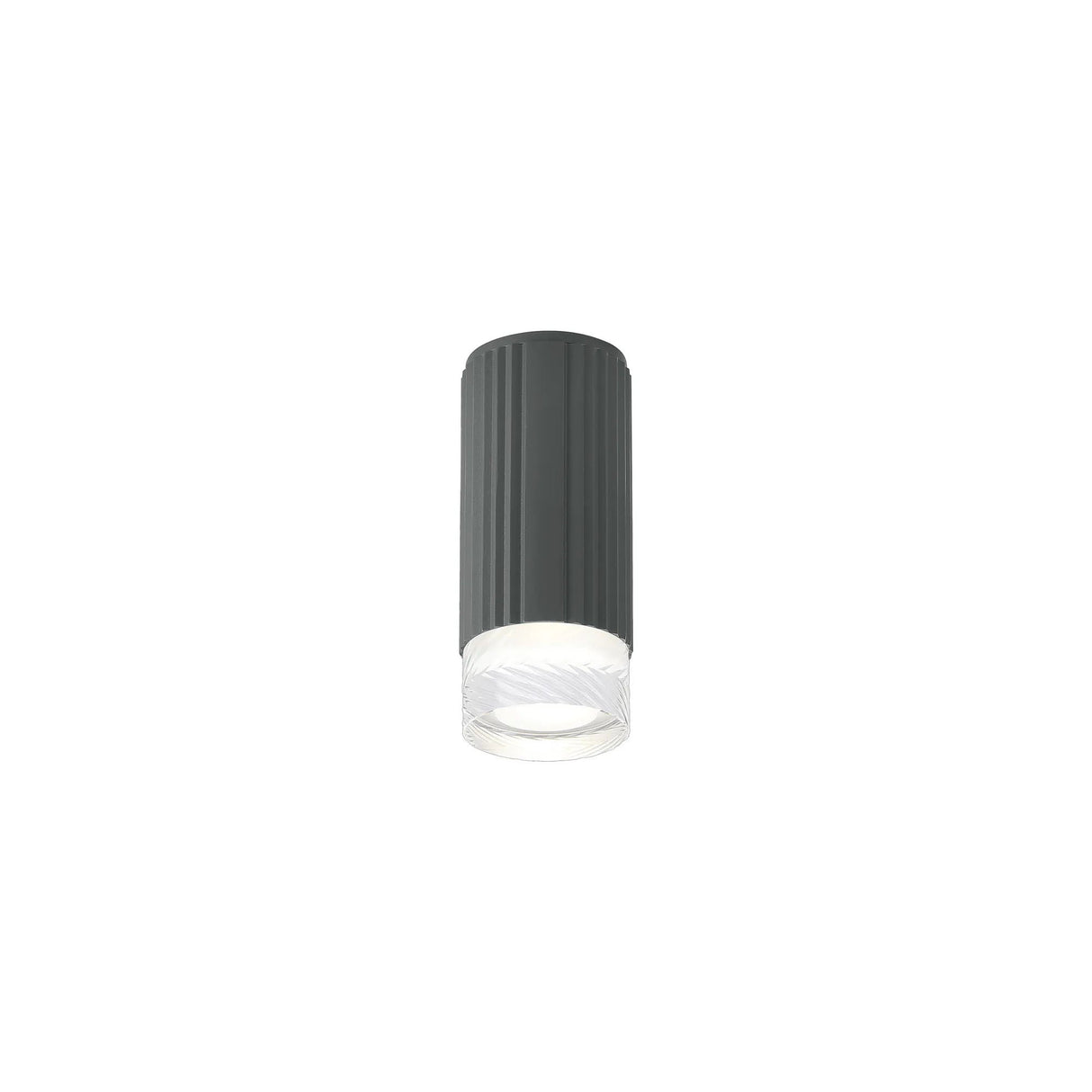 Khazri Ribbed Line Ceiling With Short Diagonal Pattern Acrylic Shade, 1 x GU10, IP54, Grey/Clear/Frosted