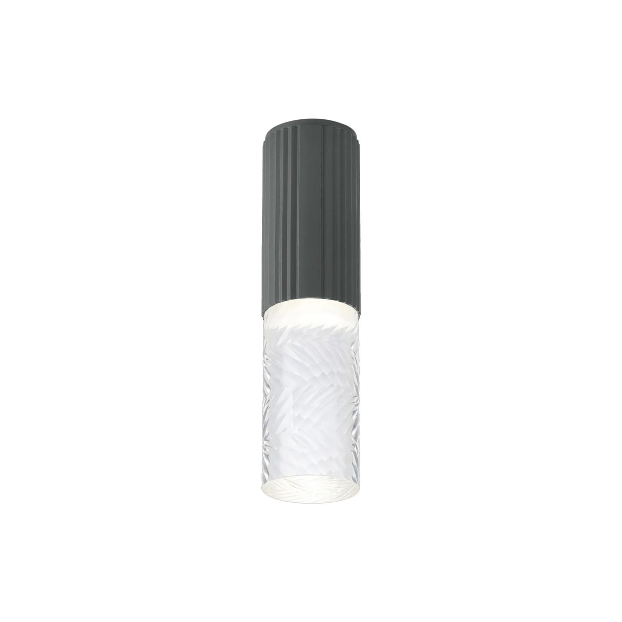 Khazri Ribbed Line Ceiling With Tall Diagonal Pattern Acrylic Shade, 1 x GU10, IP54, Grey/Clear/Frosted