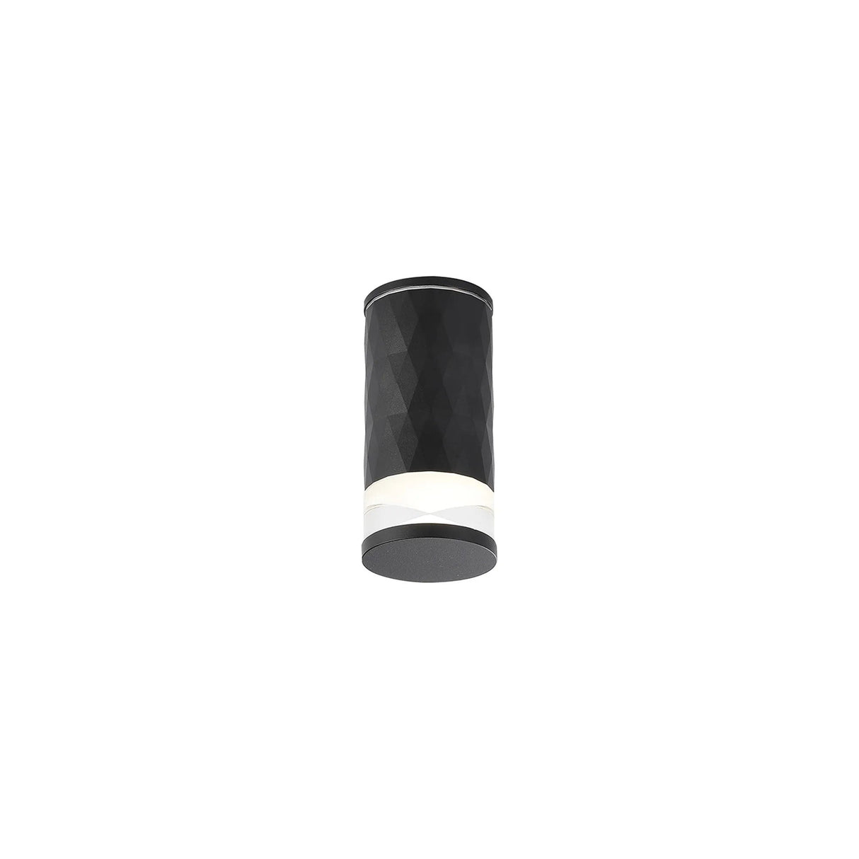 Khazri Diamond Pattern Ceiling With X Pattern Acrylic Shade, 1 x GU10, IP54, Black/Clear/Frosted