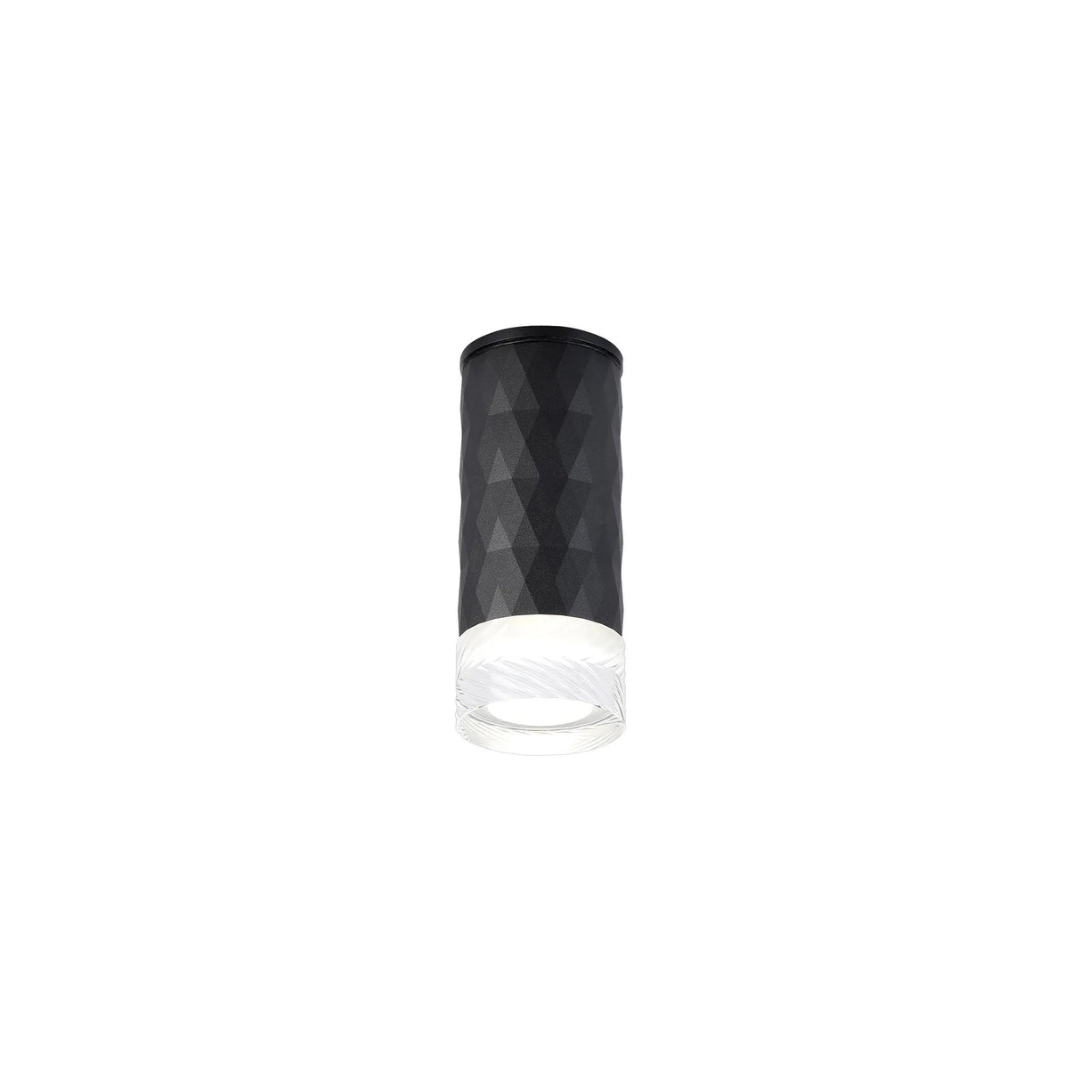 Khazri Diamond Pattern Ceiling With Short Diagonal Pattern Acrylic Shade, 1 x GU10, IP54, Black/Clear/Frosted
