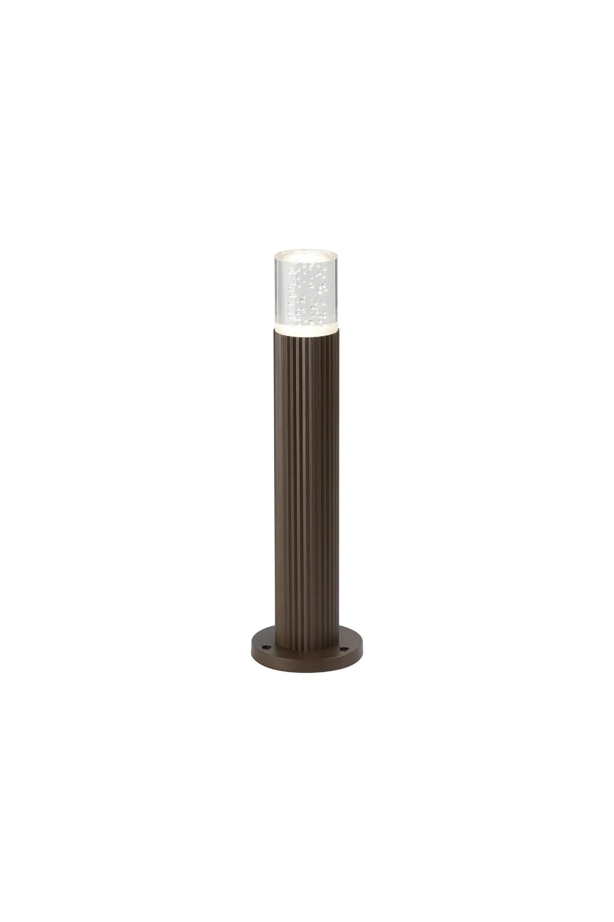 Khazri Ribbed Line 35cm Post Lamp With Bubble Acrylic Shade, 1 x GU10, IP54, Dark Brown/Clear