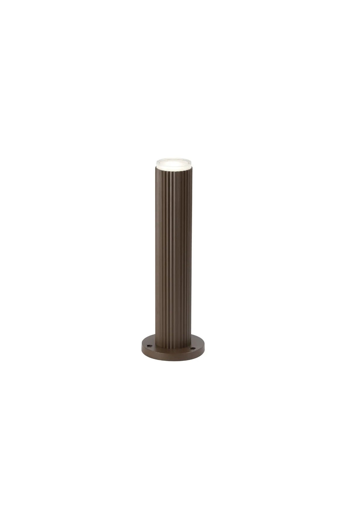 Khazri Ribbed Line 35cm Post Lamp With Shallow Acrylic Shade, 1 x GU10, IP54, Dark Brown/Clear/Frosted