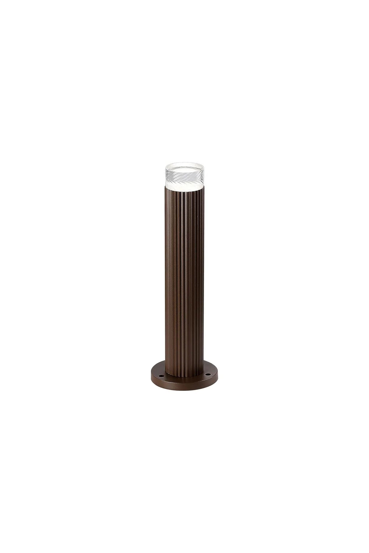 Khazri Ribbed Line 35cm Post Lamp With Short Diagonal Pattern Acrylic Shade, 1 x GU10, IP54, Dark Brown/Clear/Frosted