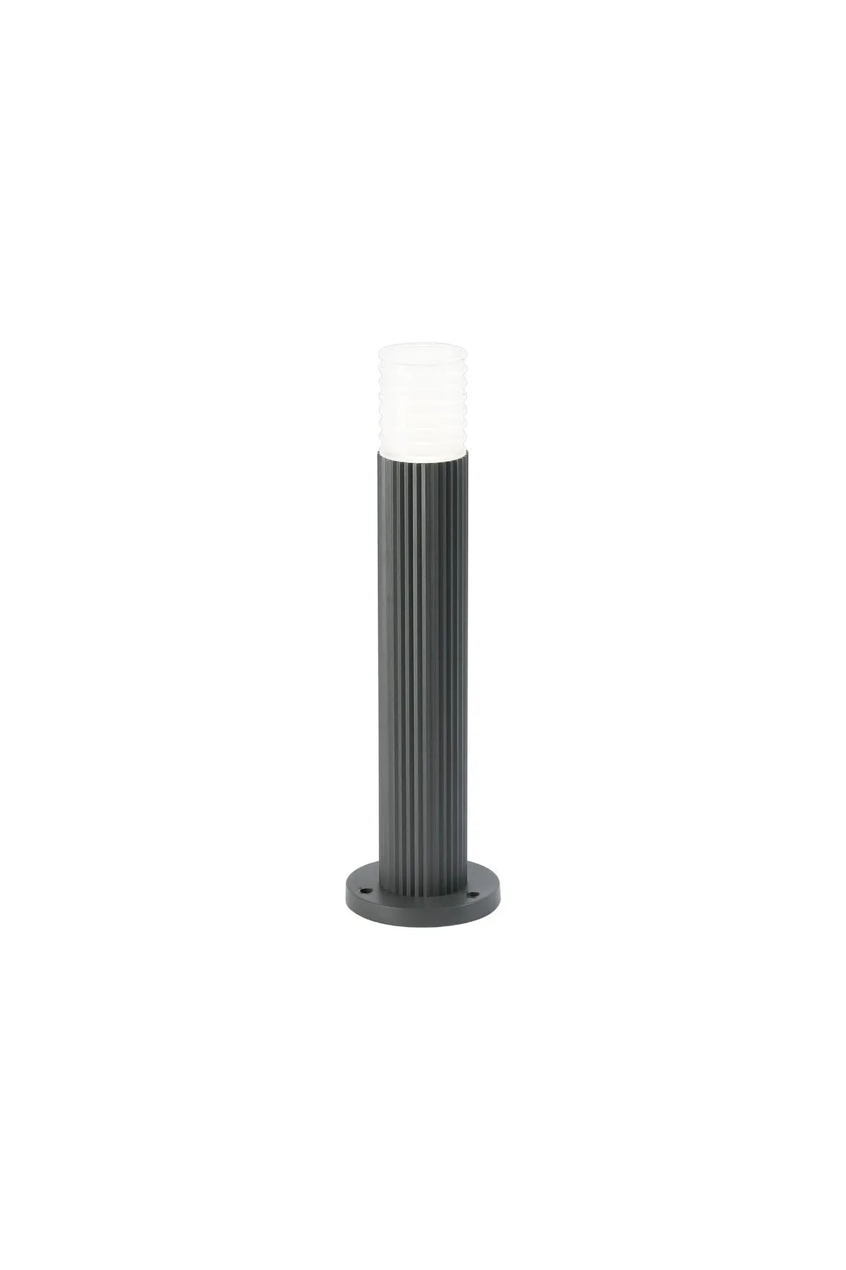 Khazri Ribbed Line 35cm Post Lamp With Horizontal Line Acrylic Shade, 1 x GU10, IP54, Grey/Clear/Frosted