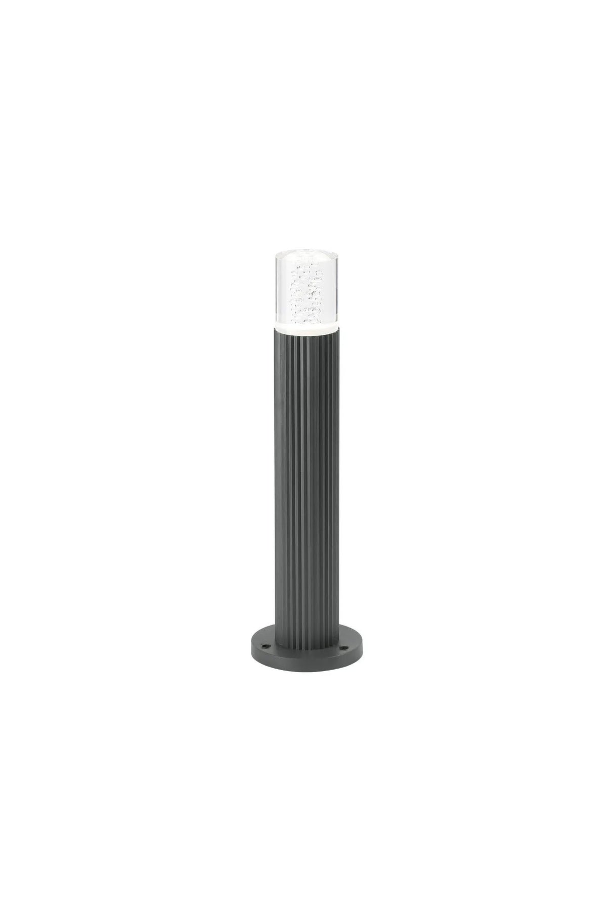 Khazri Ribbed Line 35cm Post Lamp With Bubble Acrylic Shade, 1 x GU10, IP54, Grey/Clear