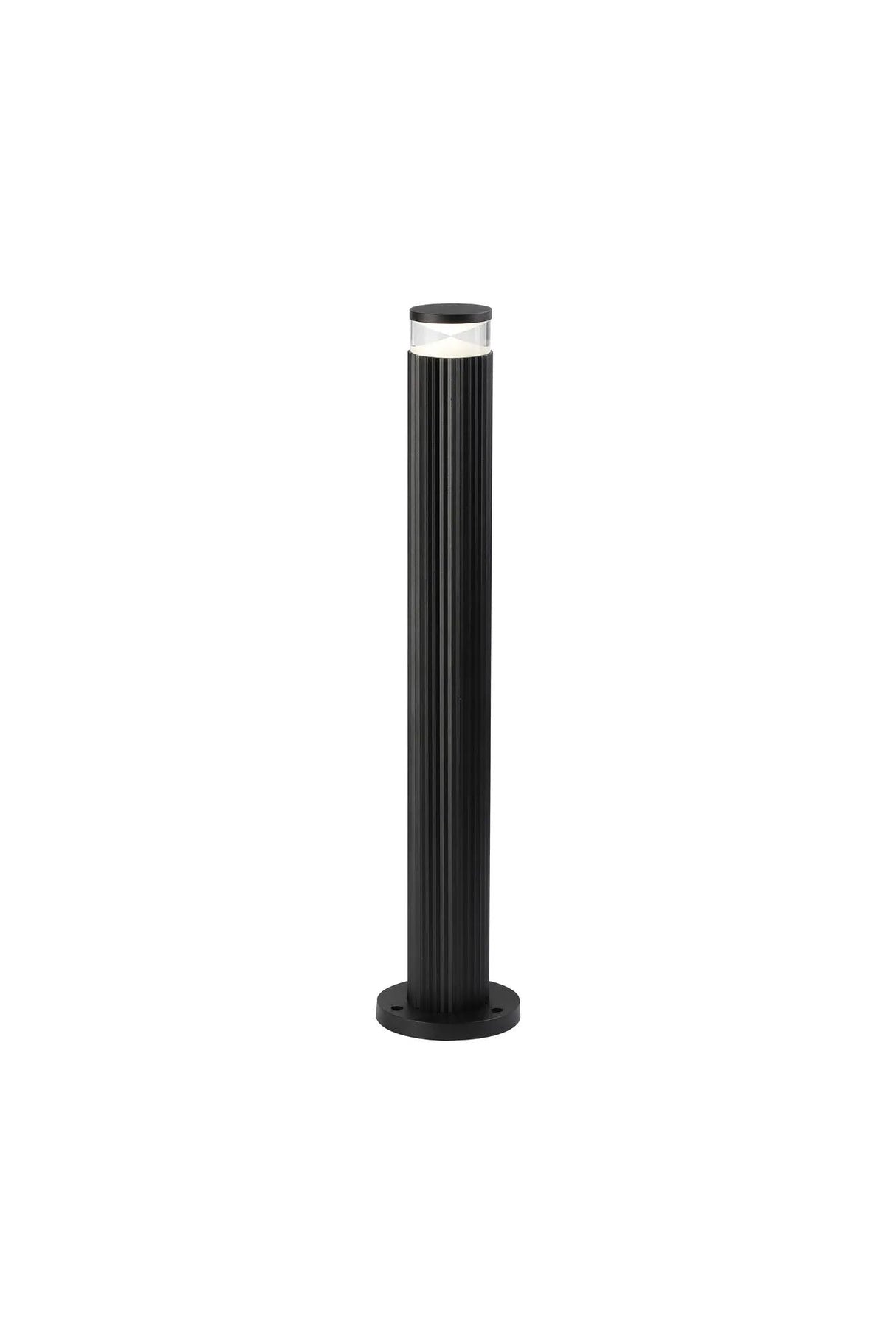 Khazri Ribbed Line 55cm Post Lamp With X Pattern Acrylic Shade, 1 x GU10, IP54, Black/Clear/Frosted
